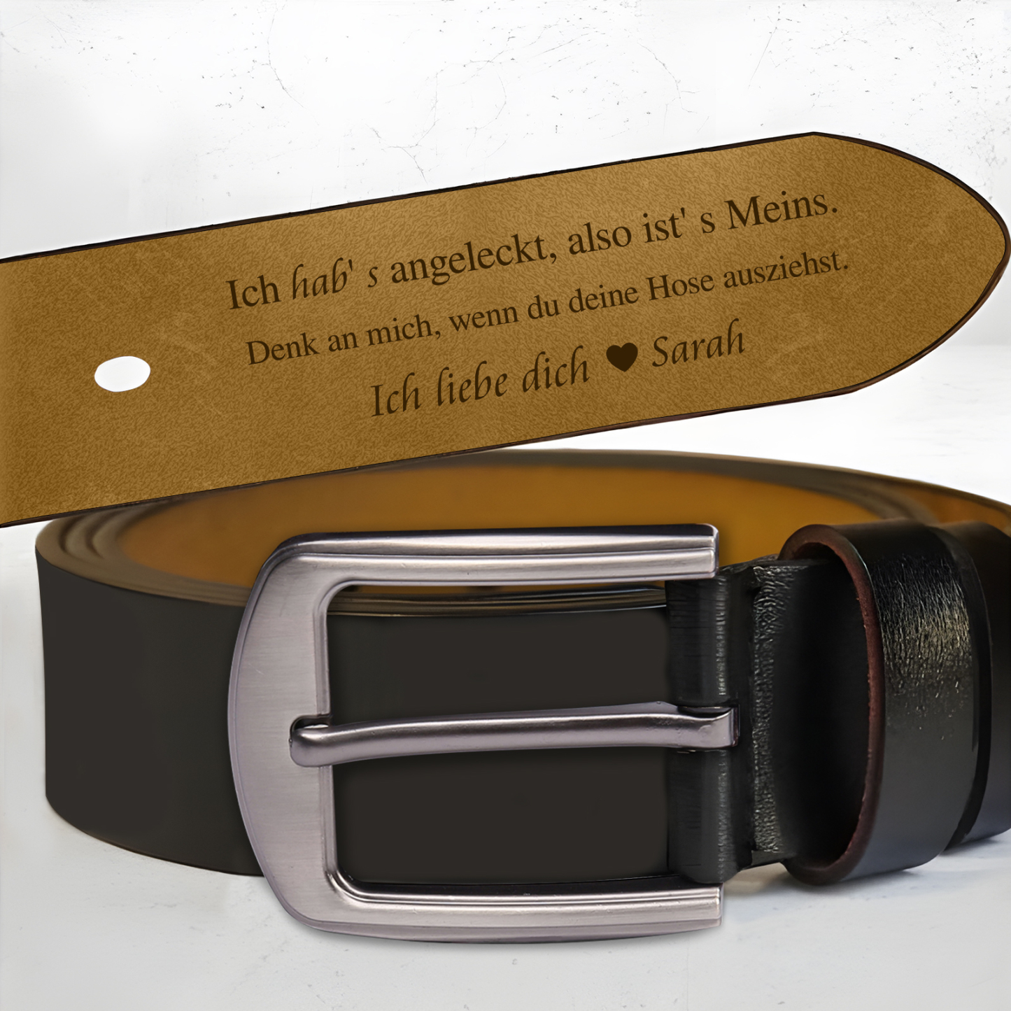 Personalisierter Text und Name Herren Ledergürtel – Perfektes Geschenk für Ihr Ehemann oder Freund