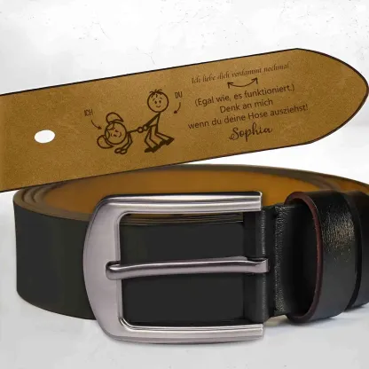Personalisierter Name Herren Ledergürtel - Denk an mich - Perfektes Geschenk für Ihr Ehemann oder Freund