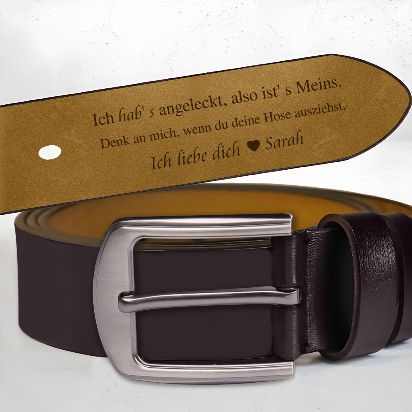 Personalisierter Text und Name Herren Ledergürtel – Perfektes Geschenk für Ihr Ehemann oder Freund