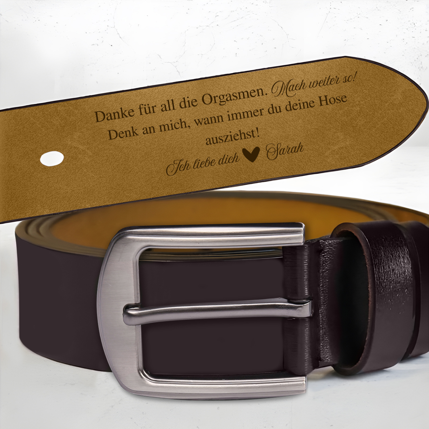 Personalisierter Text und Name Herren Ledergürtel – Perfektes Geschenk für Ihr Ehemann oder Freund
