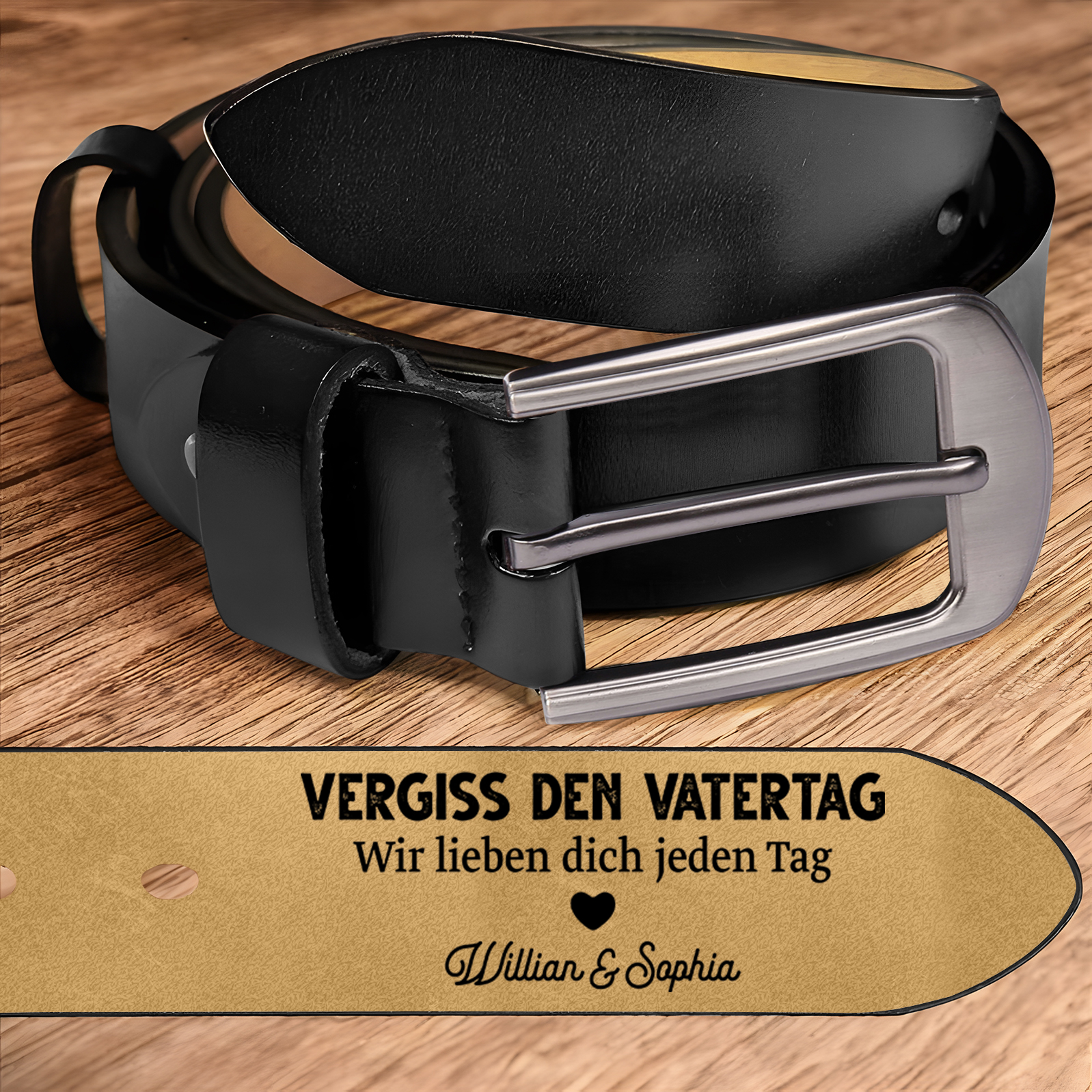 Personalisierter 1 Buchstabe & 3 Texte Herren Ledergürtel - Perfektes Geschenk für Ihren Vater im Vatertag!