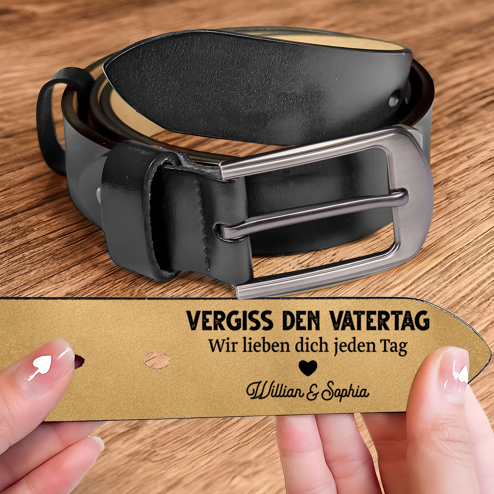 Personalisierter 1 Buchstabe & 3 Texte Herren Ledergürtel - Perfektes Geschenk für Ihren Vater im Vatertag!