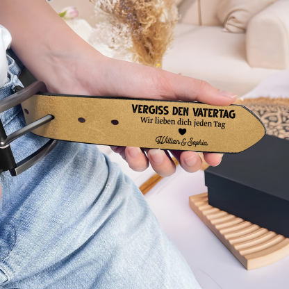 Personalisierter 1 Buchstabe & 3 Texte Herren Ledergürtel - Perfektes Geschenk für Ihren Vater im Vatertag!
