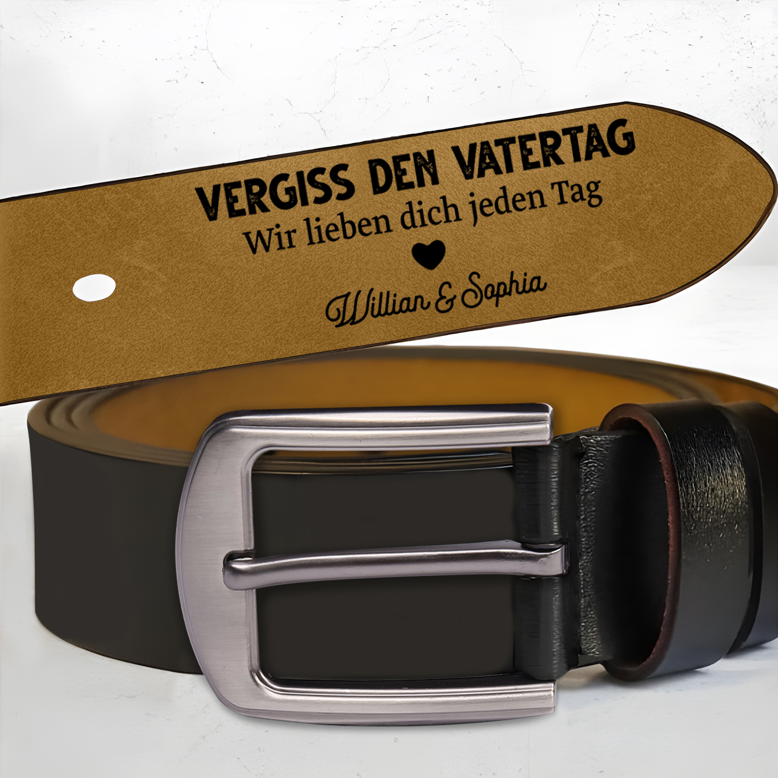 Personalisierter 1 Buchstabe & 3 Texte Herren Ledergürtel - Perfektes Geschenk für Ihren Vater im Vatertag!