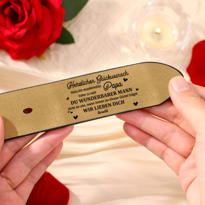 Personalisierter 1 Name Schwarz Herren Ledergürtel - Papa, WIR LIEBEN DICH- Geschenk für Vater/Papa