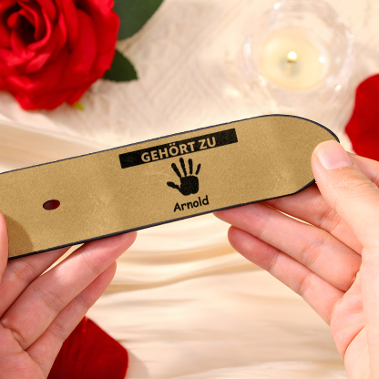 Personalisierter 1 Name & 2 Texte Schwarz Herren Ledergürtel - Der beste PAPA der Welt gehört zu- Geschenk für Vater/Papa