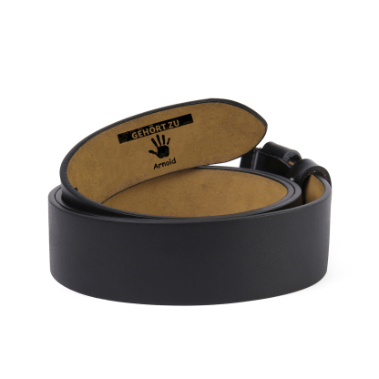 Personalisierter 1 Name & 2 Texte Schwarz Herren Ledergürtel - Der beste PAPA der Welt gehört zu- Geschenk für Vater/Papa