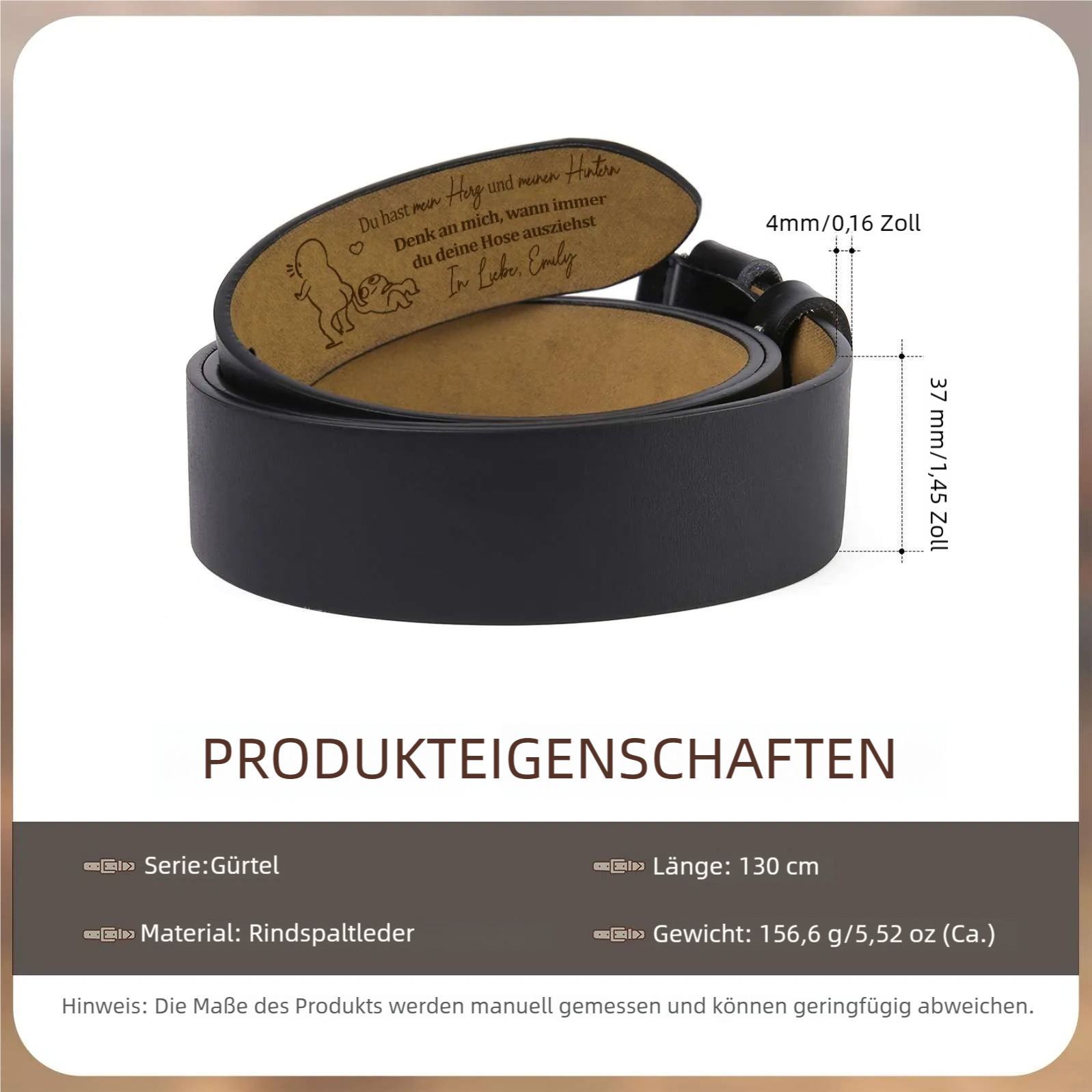 Personalisierte 2 Namen Herren Ledergürtel - Denk an mich - Perfektes Geschenk für Ihr Ehemann oder Freund