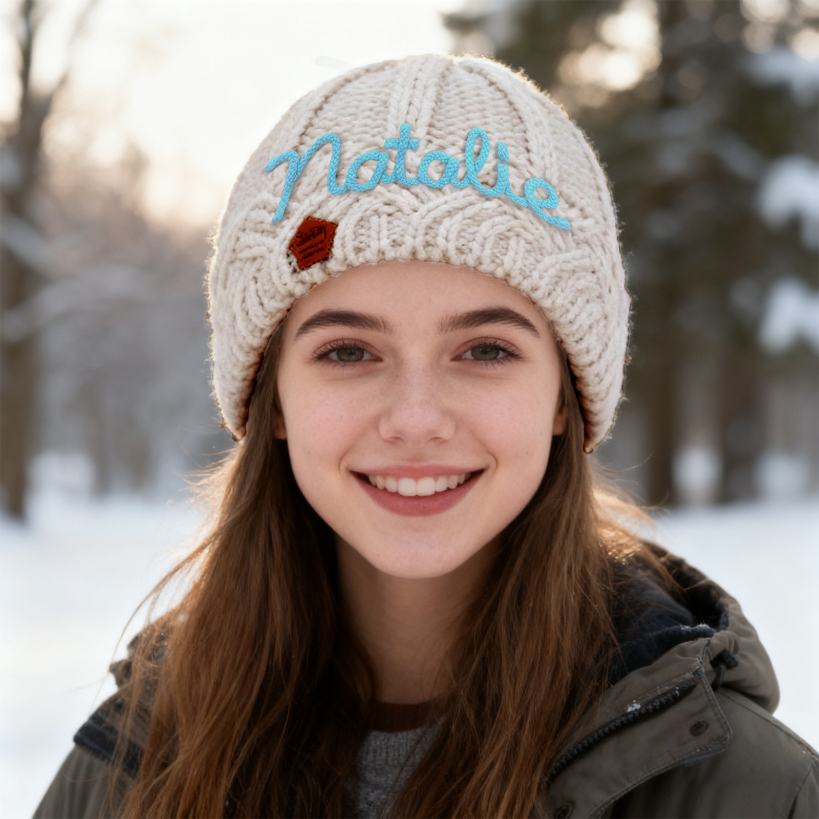 Personalisierte Winter Strickmütze mit Namensstickerei für Damen——Enthält fünf Farben