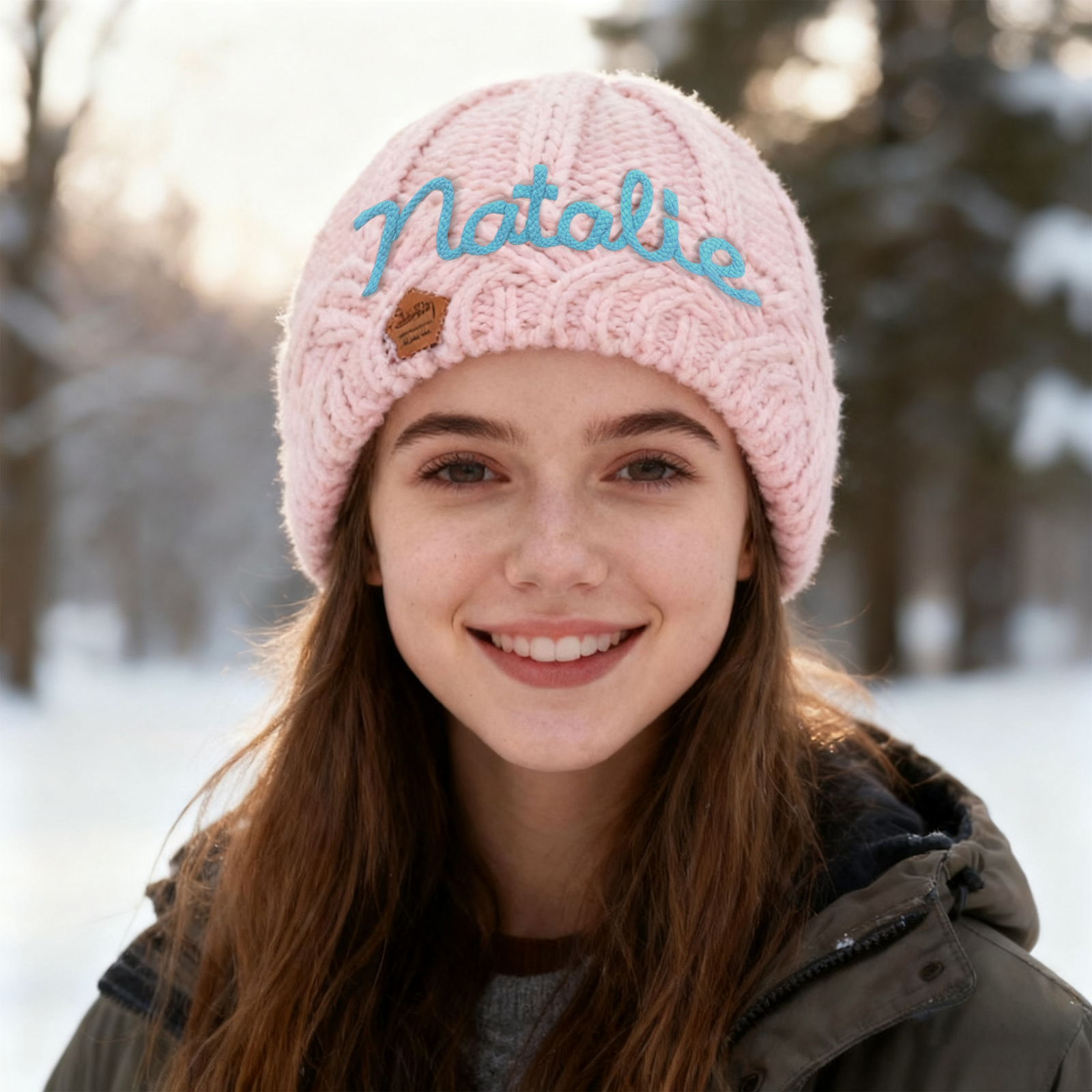 Personalisierte Winter Strickmütze mit Namensstickerei für Damen——Enthält fünf Farben