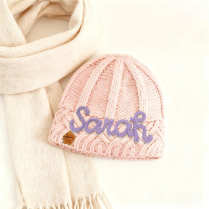 Personalisierte Winter Strickmütze mit Namensstickerei für Damen——Enthält fünf Farben