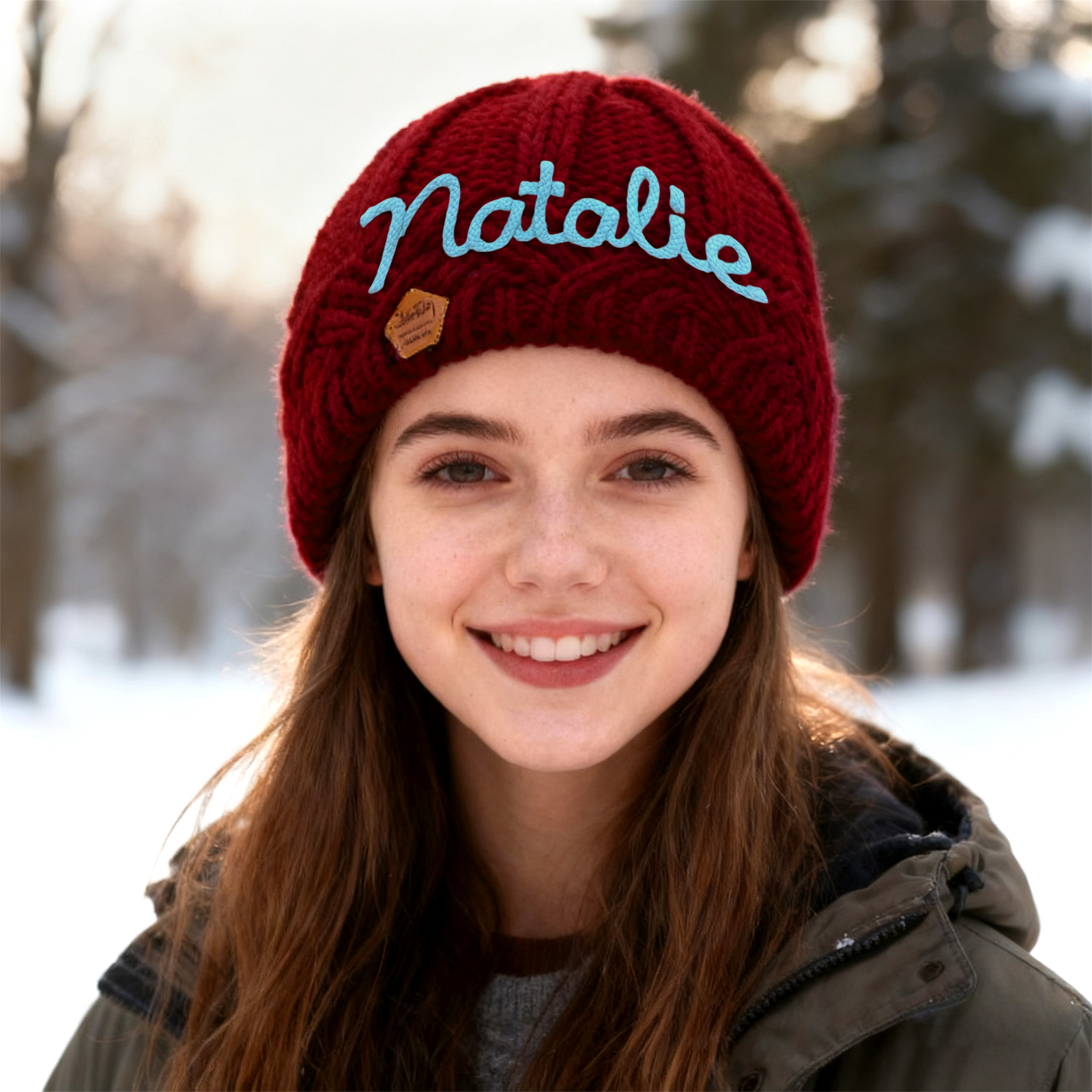 Personalisierte Winter Strickmütze mit Namensstickerei für Damen——Enthält fünf Farben