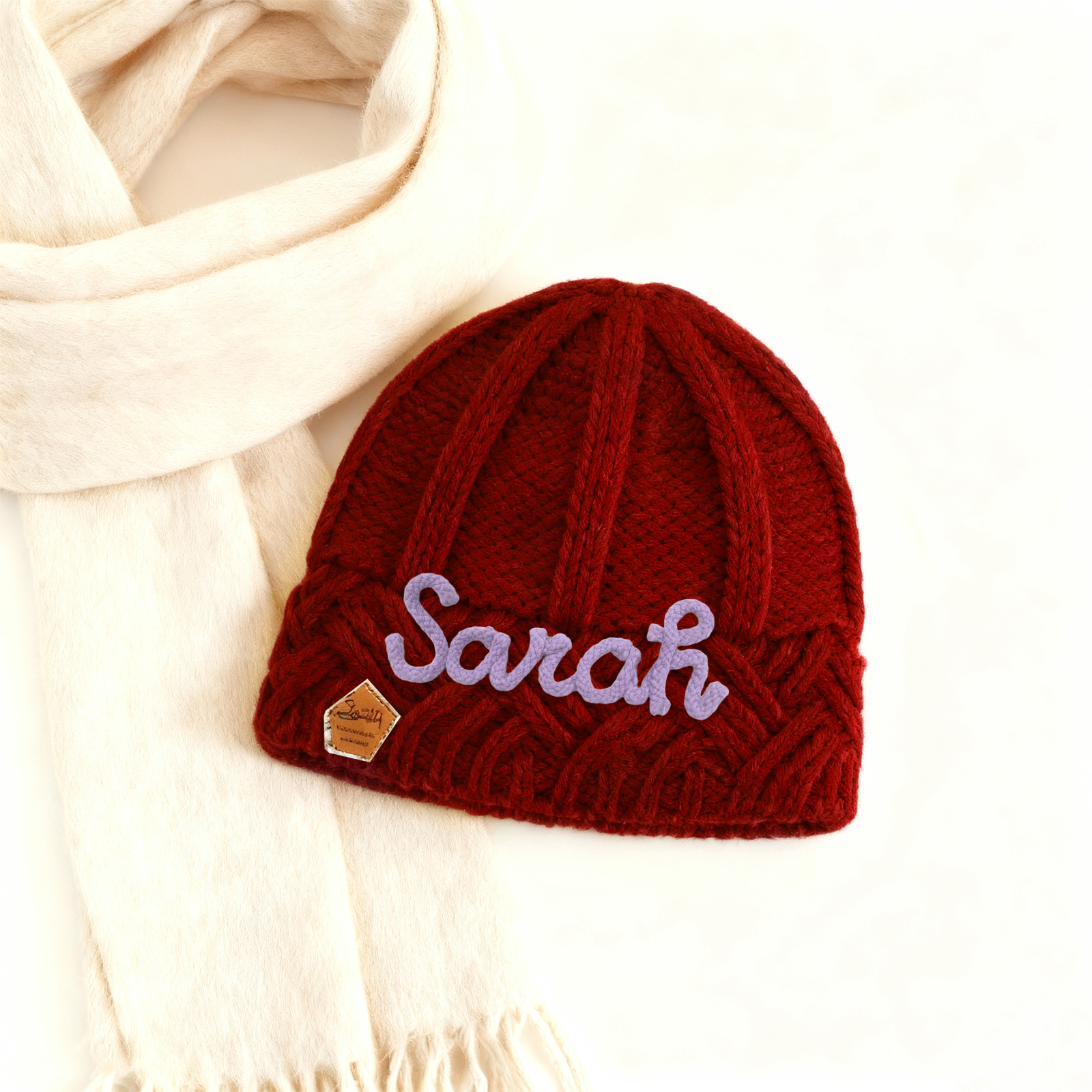 Personalisierte Winter Strickmütze mit Namensstickerei für Damen——Enthält fünf Farben