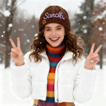 Personalisierte Winter Strickmütze mit Namensstickerei für Damen——Enthält fünf Farben