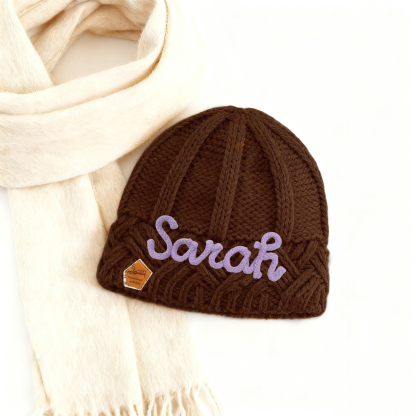 Personalisierte Winter Strickmütze mit Namensstickerei für Damen——Enthält fünf Farben