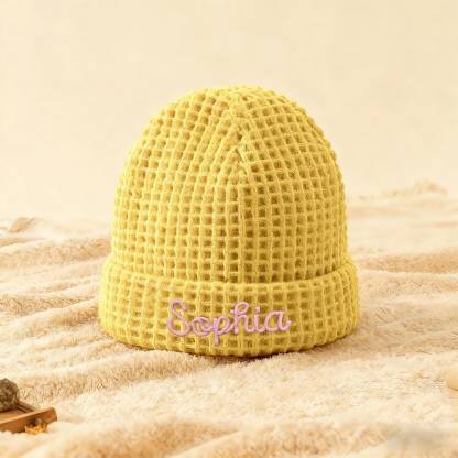 Personalisierte Weihnachten Waffelstrick-Wintermütze mit Namensstickerei für Damen