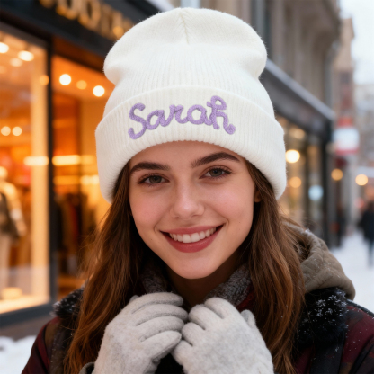 Personalisierte Weihnachten Acryl-Beanie Name gestickt strickmütze