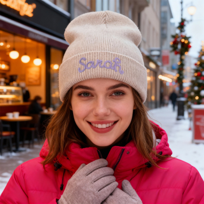 Personalisierte Weihnachten Acryl-Beanie Name gestickt strickmütze