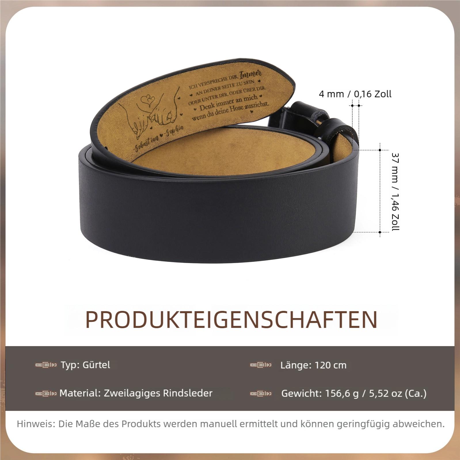 Personalisierter Herren-Ledergürtel mit Gravur innen Geschenk für Männer Jahrestag