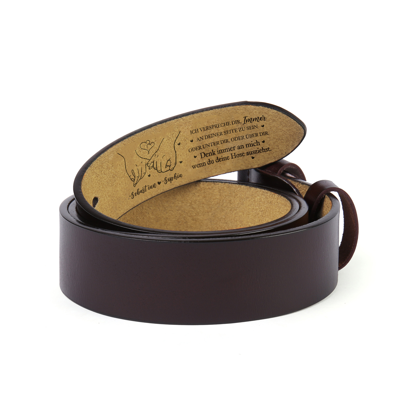 Personalisierter Herren-Ledergürtel mit Gravur innen Geschenk für Männer Jahrestag