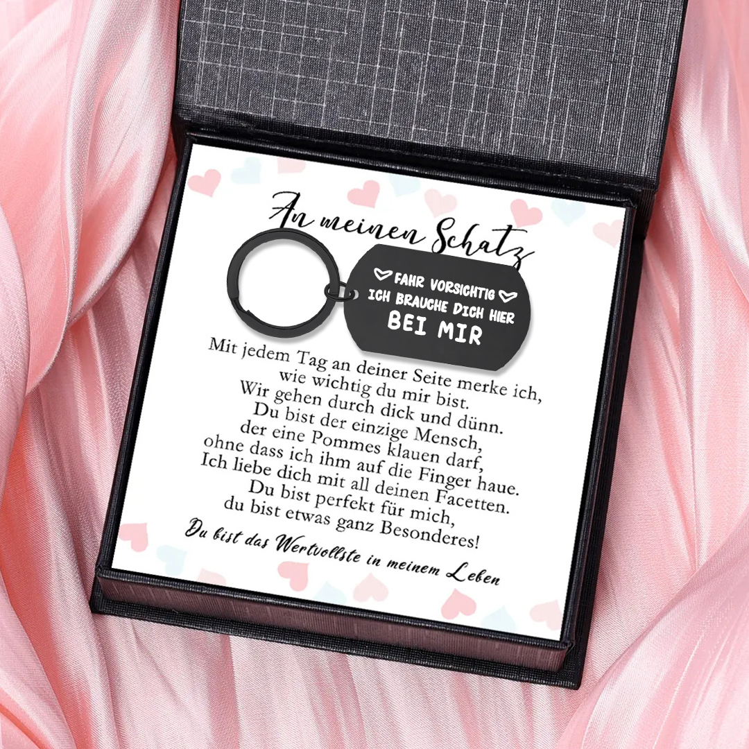 Personalisierter Paar-Schlüsselanhänger – „Fahr vorsichtig, ich brauche dich“