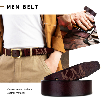 Personalisierter 1 Name & Buchstabe Braun Herren Ledergürtel