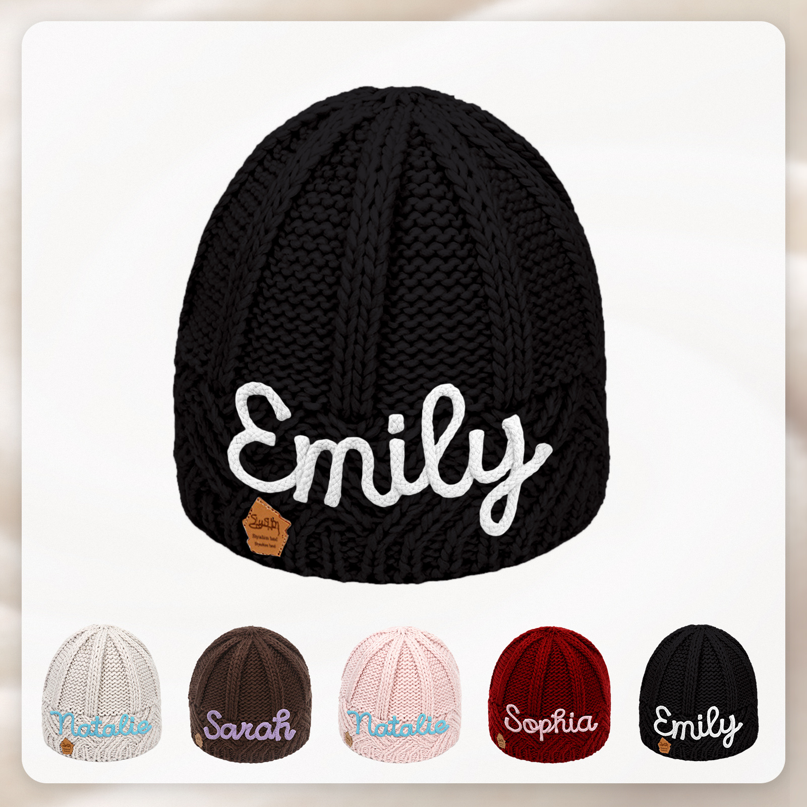 Personalisierte Winter Strickmütze mit Namensstickerei für Damen——Enthält fünf Farben