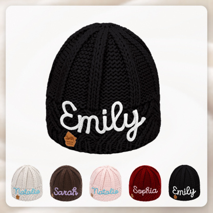 Personalisierte Winter Strickmütze mit Namensstickerei für Damen——Enthält fünf Farben
