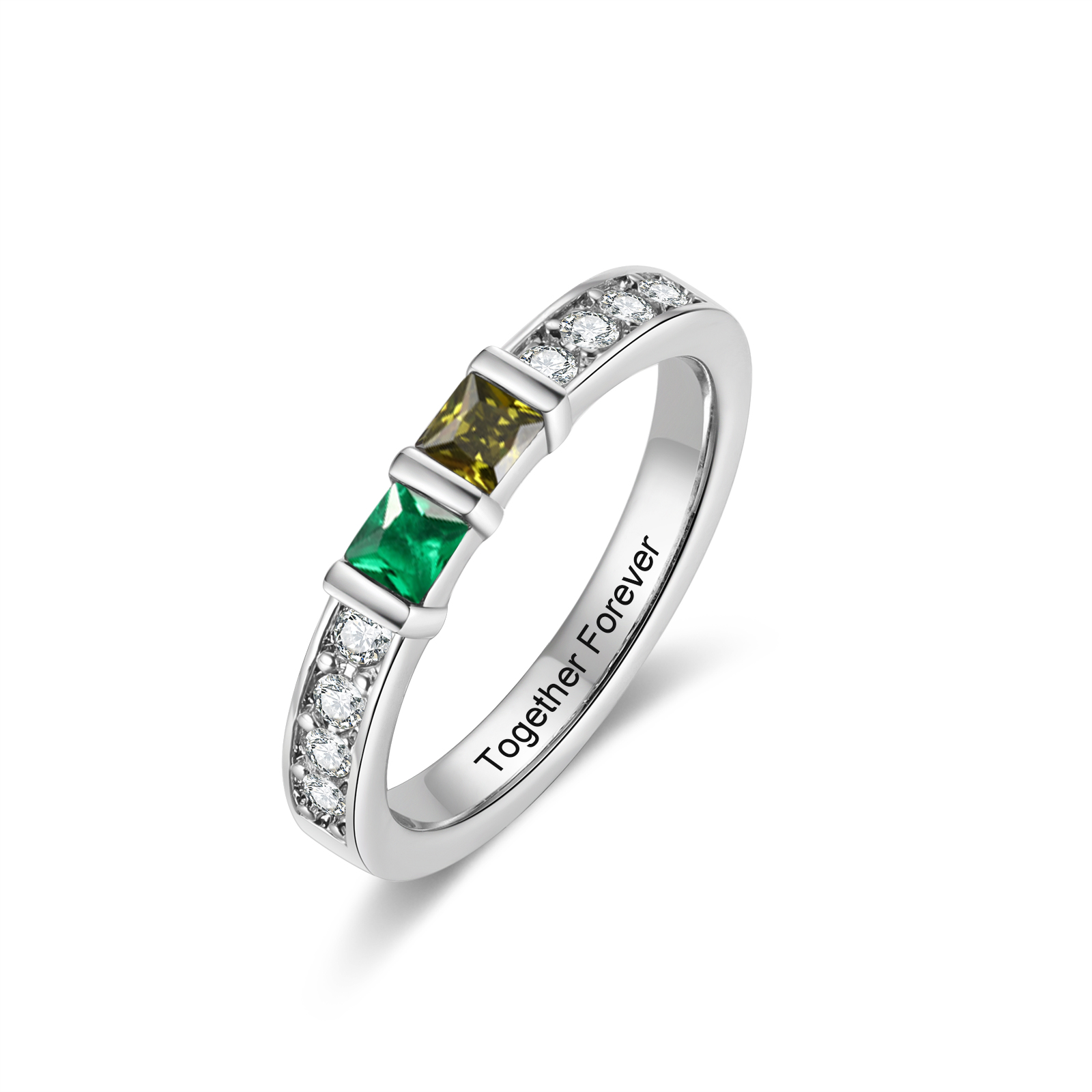 Personalisierter Ring mit Princess-Schliff & 2–4 Geburtssteinen