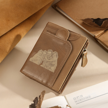 Personalisierte Herren-Geldbörse aus echtem Leder mit Foto-Gravur und Münzfach