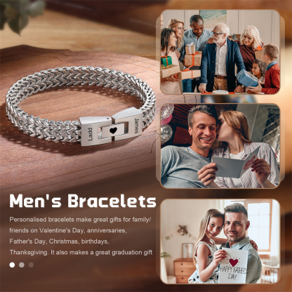 Personalisiertes Herren-Armband mit kubanischer Gliederkette aus Edelstahl mit Namen