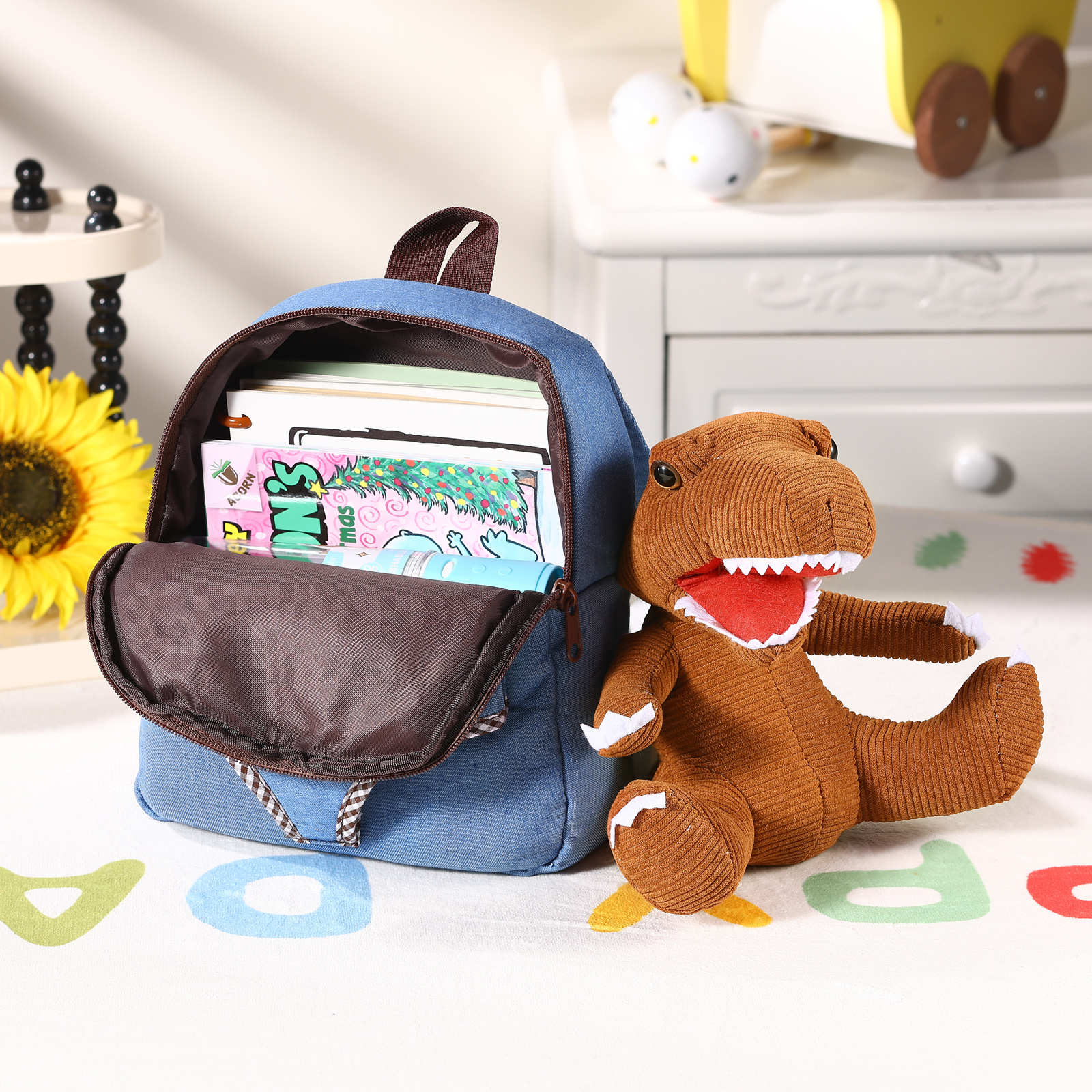 Personalisierter Dinosaurier-Rucksack für Kinder mit Namen – Geschenk zum Schulanfang