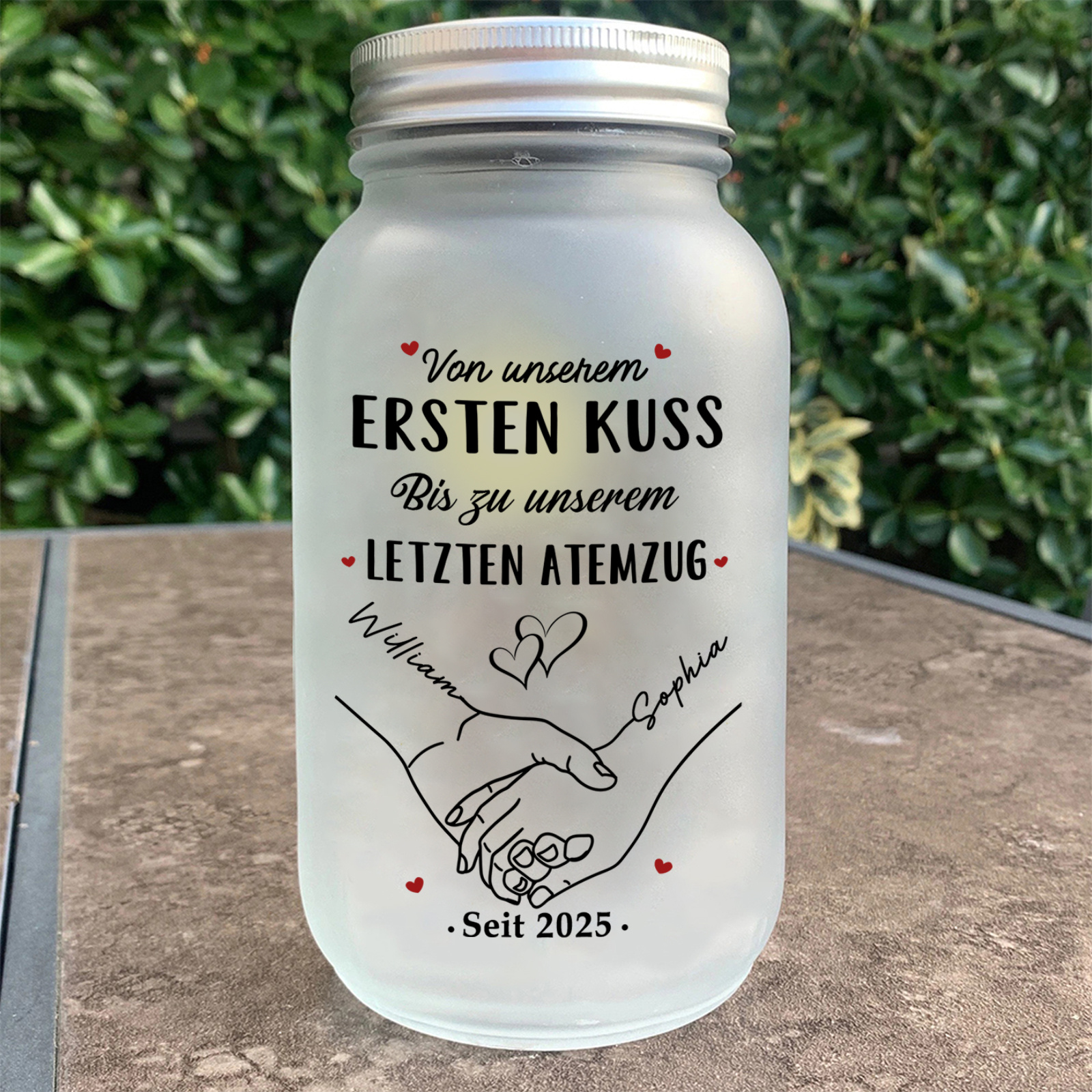 Personalisiert LED-Glasflasche Kalender für Paar — das perfekte Geschenk zu Weihnachten und zum Valentinstag