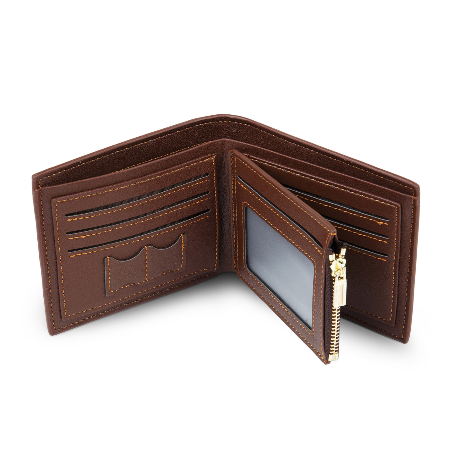 Personalisierte braune Ledergeldbörse für Herren mit individuellem Foto – Paar-Kleiner Fingerschwur-Brieftasche