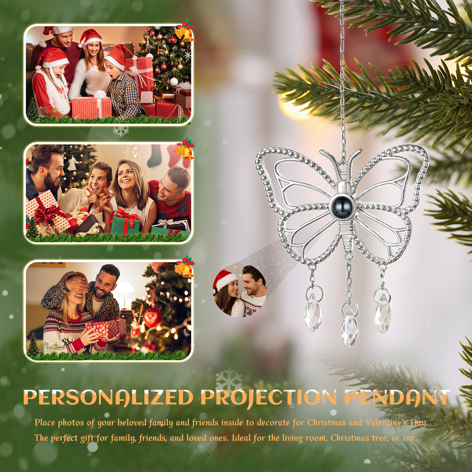 Personalisiertes Foto, Schmetterling-Weihnachtsbaumschmuck  an Weihnachtsbaum