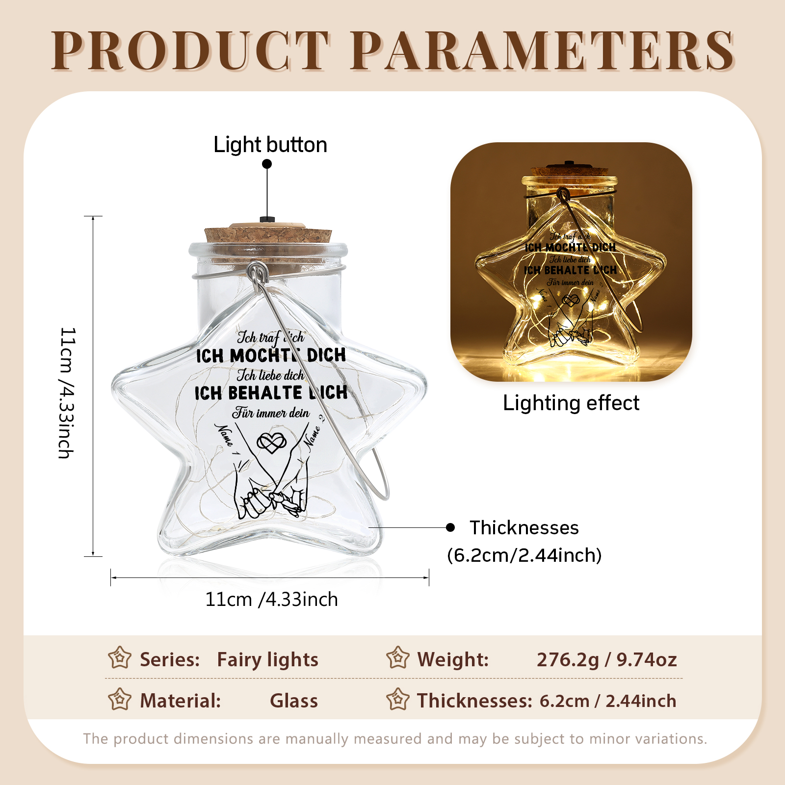 LED-Feenlichter im Sternenglas Kleiner-Finger-Schwur Nachtlicht für Paare