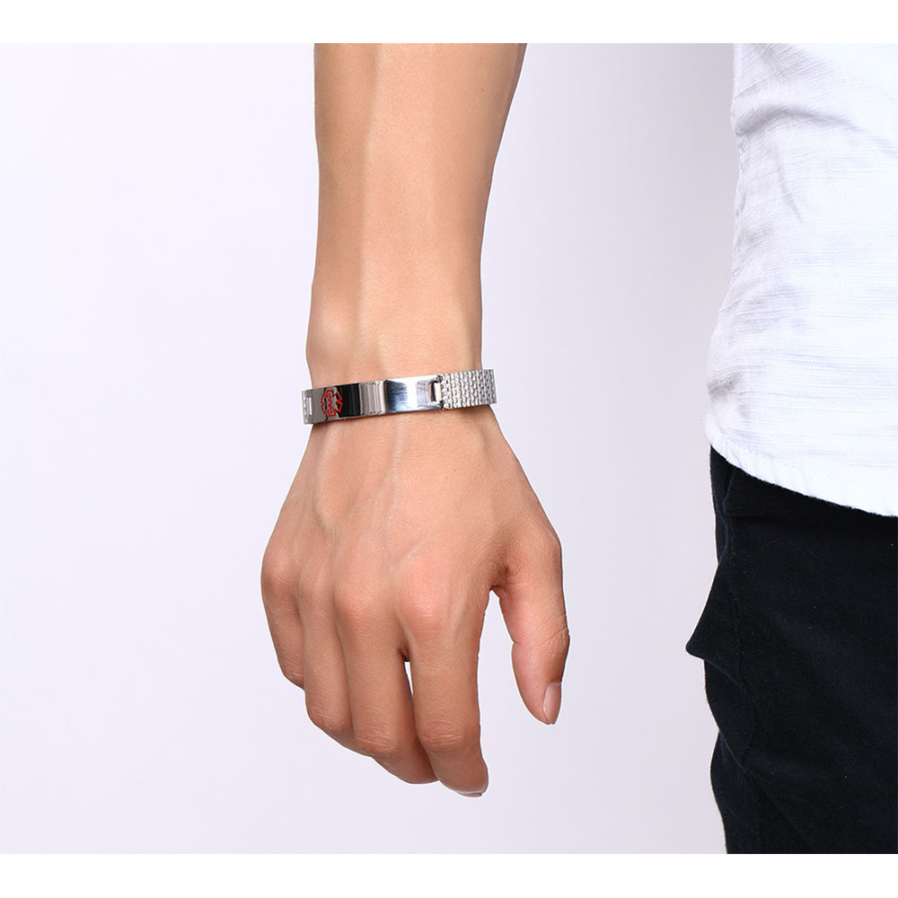 Personalisierte 4 Texte Edelstahl Notfall-Medizin-Armband in 3 Farben