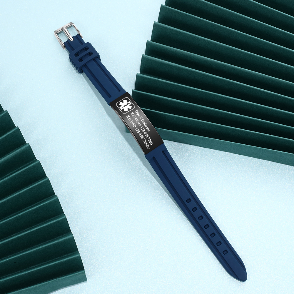 Personalisierte 3 Texte Edelstahl Armband – Notfall-Medizin-Armreif in 8 Farben