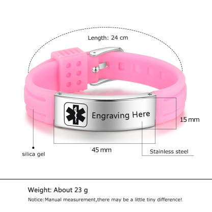 Personalisierte 3 Texte Edelstahl Armband – Notfall-Medizin-Armreif in 8 Farben