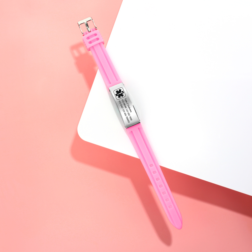 Personalisierte 3 Texte Edelstahl Armband – Notfall-Medizin-Armreif in 8 Farben