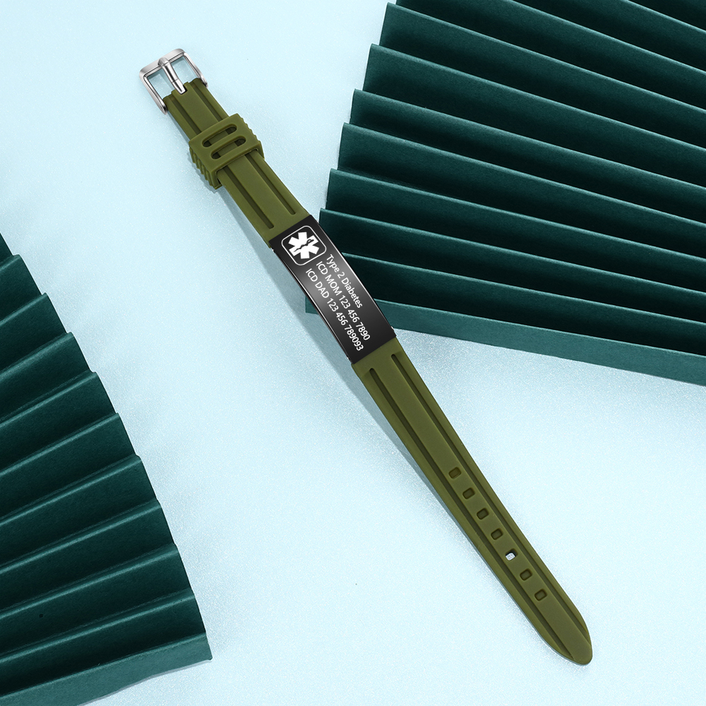 Personalisierte 3 Texte Edelstahl Armband – Notfall-Medizin-Armreif in 8 Farben