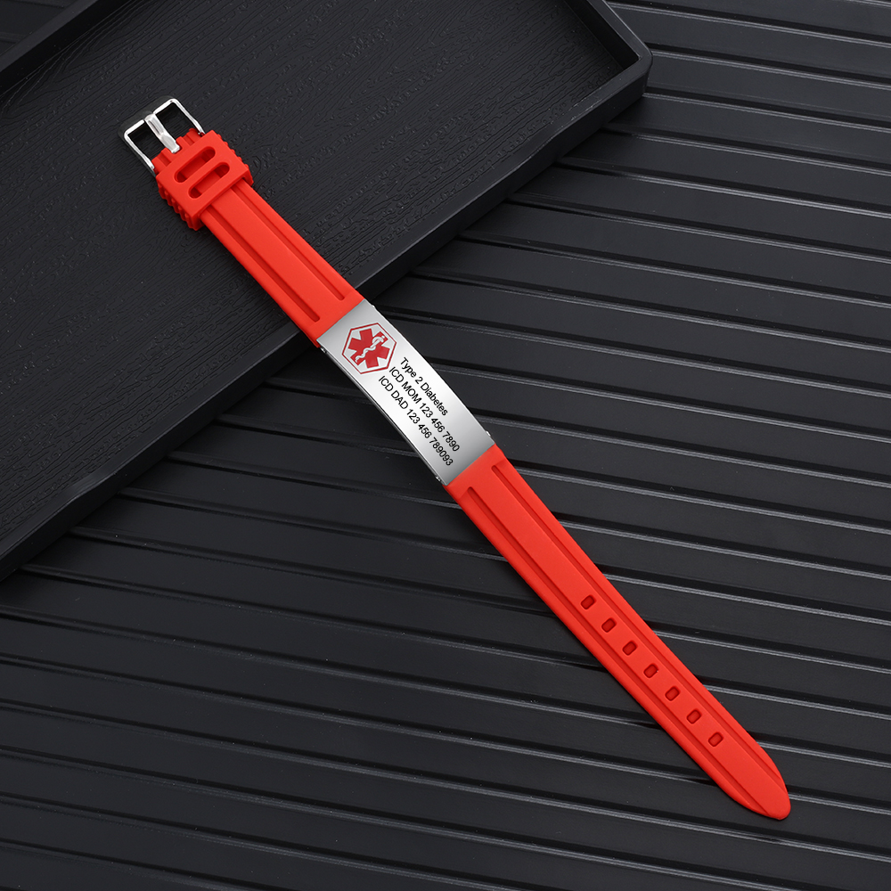 Personalisierte 3 Texte Edelstahl Armband – Notfall-Medizin-Armreif in 8 Farben