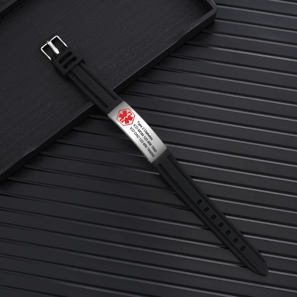 Personalisierte 3 Texte Edelstahl Armband – Notfall-Medizin-Armreif in 8 Farben