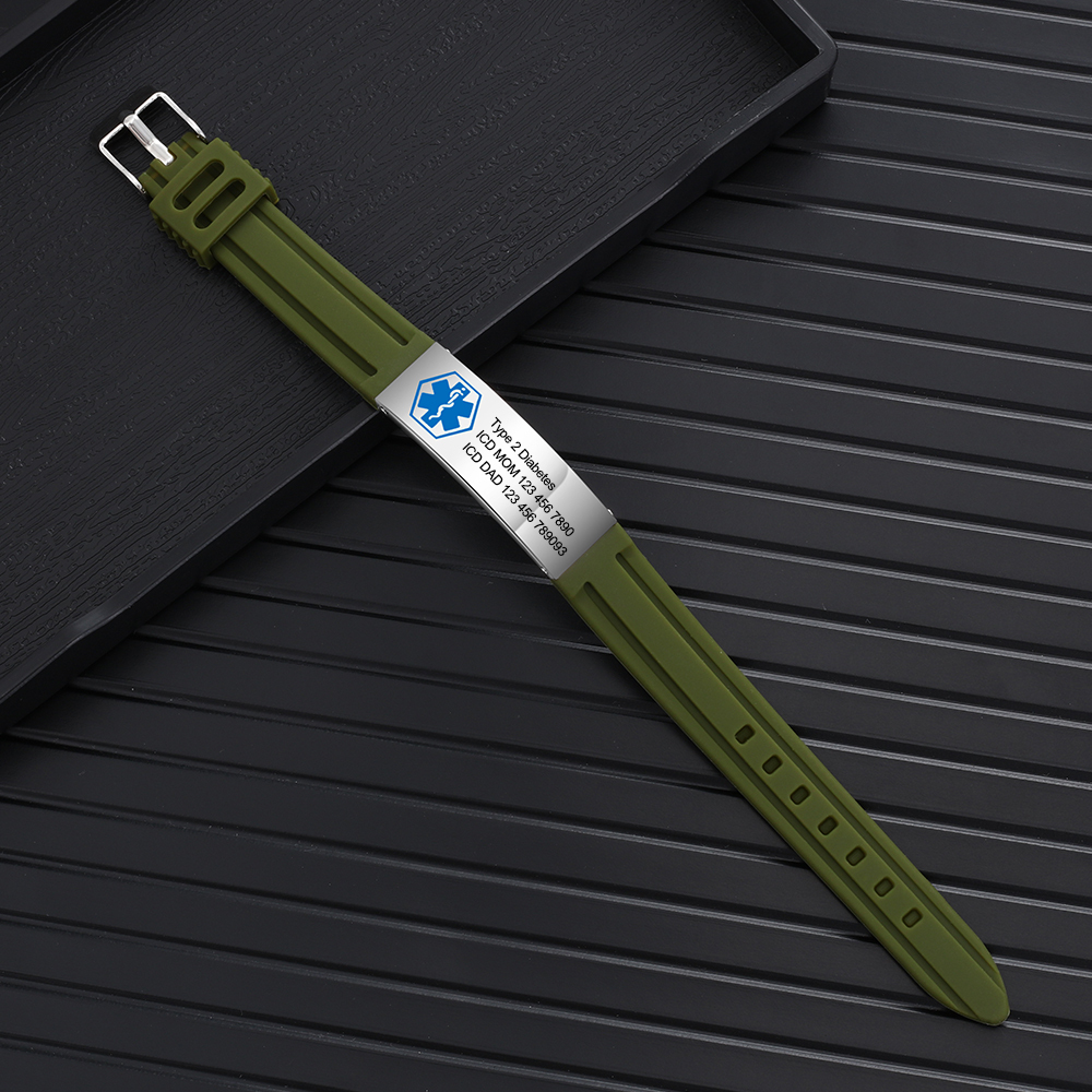 Personalisierte 3 Texte Edelstahl Armband – Notfall-Medizin-Armreif in 8 Farben