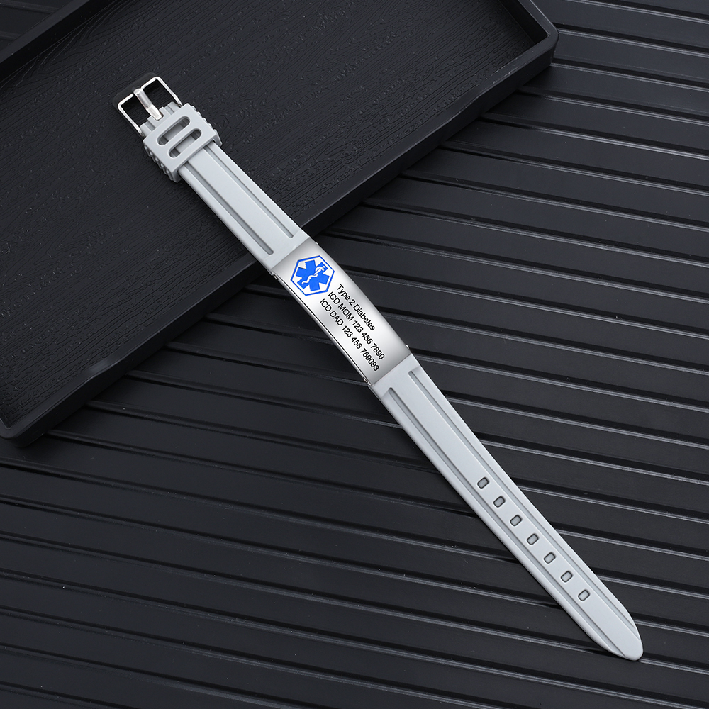 Personalisierte 3 Texte Edelstahl Armband – Notfall-Medizin-Armreif in 8 Farben