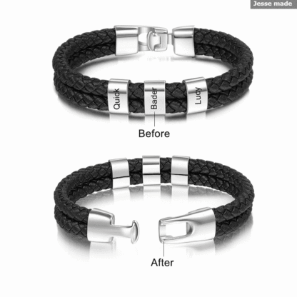 Personalisiertes Foto & Name & Buchstabe Geldbörse & 3 Namen Armband Geschenkpackung Geschenkbox set für Opa