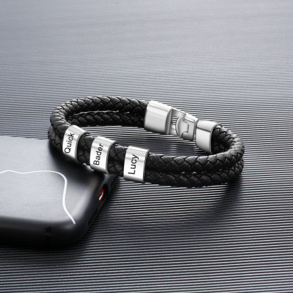 Personalisiertes Foto & Name & Buchstabe Geldbörse & 3 Namen Armband Geschenkpackung Geschenkbox set für Opa