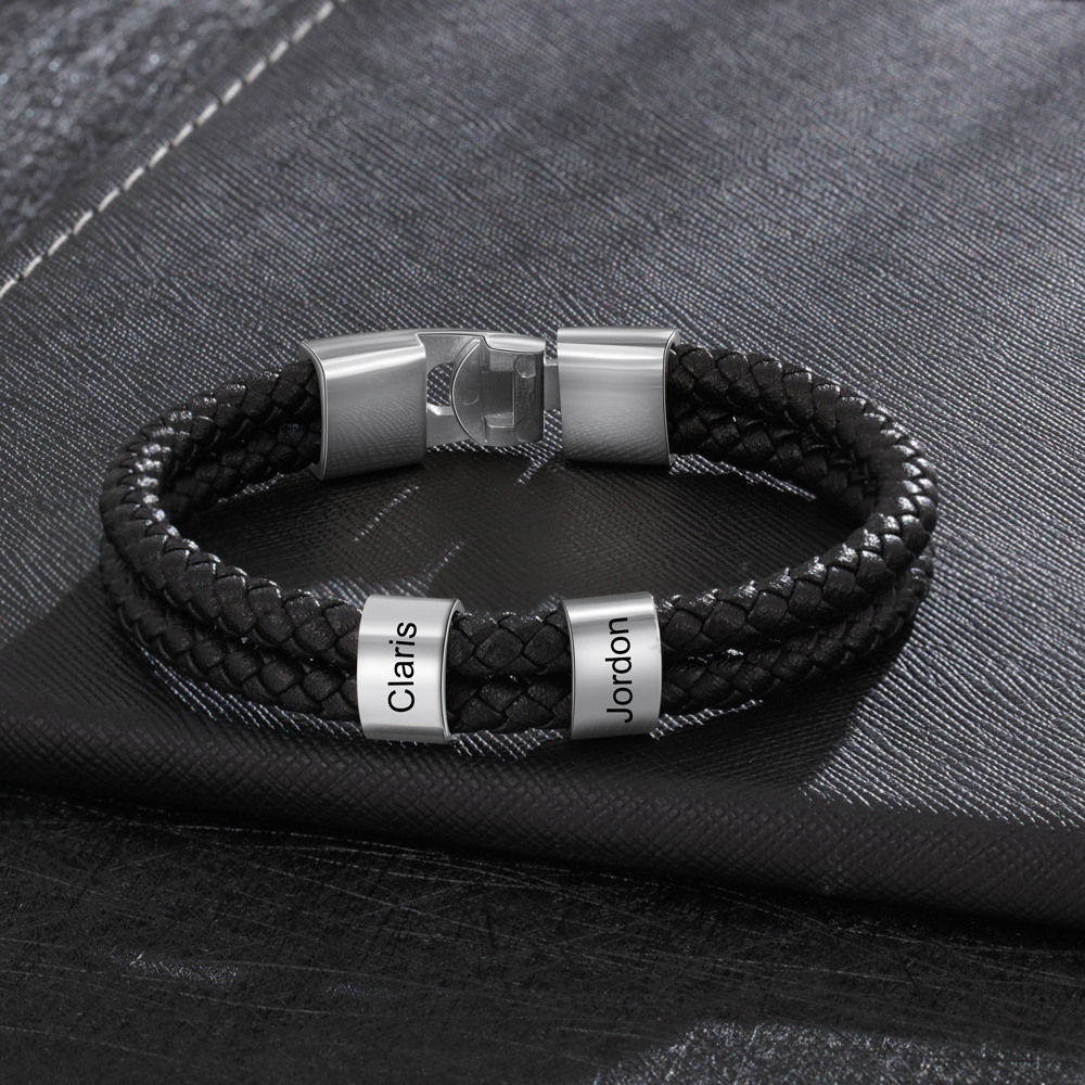 Personalisiertes Foto & Name & Buchstabe Geldbörse & 2 Namen Armband Geschenkpackung Geschenkbox set für Opa