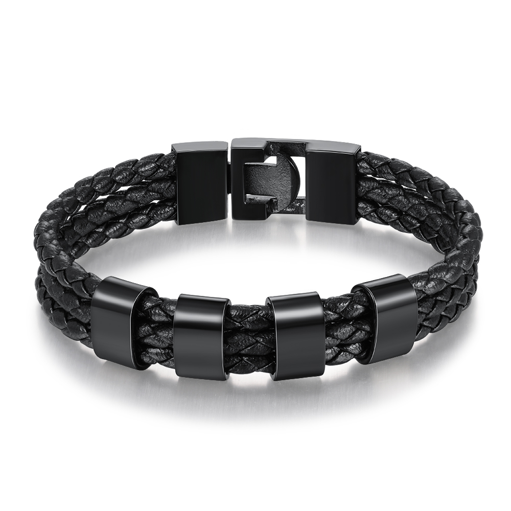 Personalisierte 4 Namen Stammbaum-Namenskette mit 4 Geburtssteinen & 4 Namen Herren Armband Geschenkbox-Set