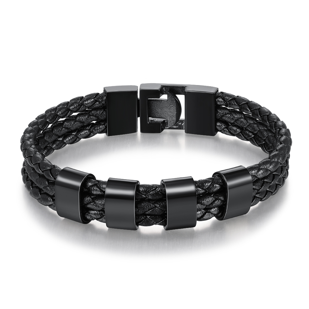 Personalisierte 4 Namen Stammbaum-Namenskette mit 4 Geburtssteinen & 4 Namen Herren Armband Geschenkbox-Set